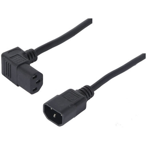 1m 10A IEC C13 to Bottom Angle C14 Extension Cable