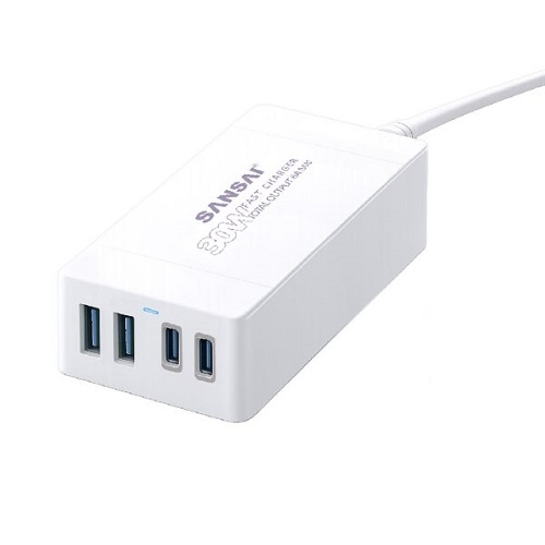 30W 4 Port USB A & C Desktop 240V Mains Charger