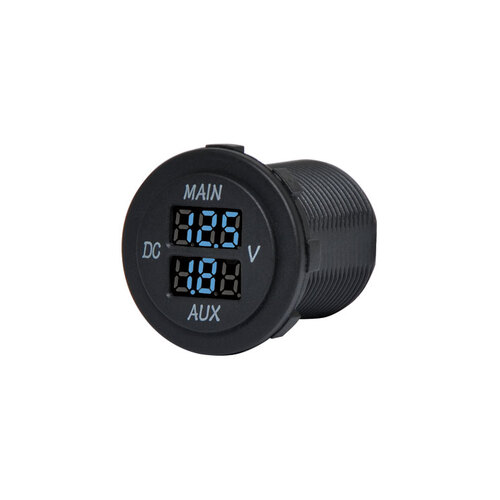 Blue LED Panel Mount Dual Battery Voltmeter