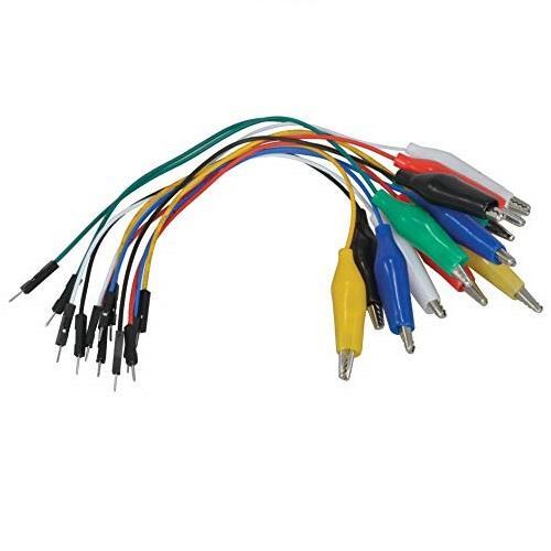 Large Alligator Clip to Jumper Wire Test Lead - Set of 12
