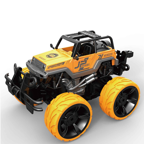 RC Yellow Stunt Truck with LED Lights and Sound Effects