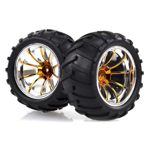 08010D HSP 2.8" Off Road V-Groove Tyres on Orange Chrome Rims (2pc)