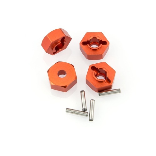 180016 HSP Orange Aluminium 12mm Wheel Hexes with 2 x 10mm Drive Pins (4pc)