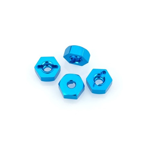 102042 HSP Blue Aluminium 12mm Hexes (4pc)