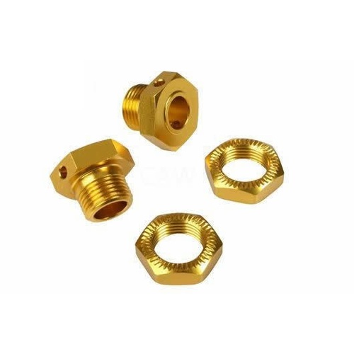 505138SGD Team Magic E6 Gold Aluminium Serrated Wheel Nut and Adapter