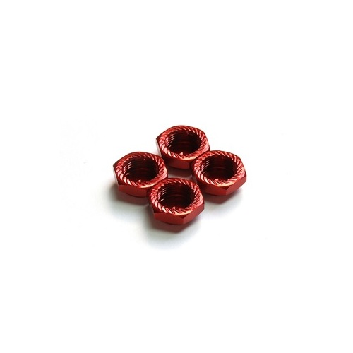 Red Serrated Cap Nut M12 x 1.0 (4pc) 