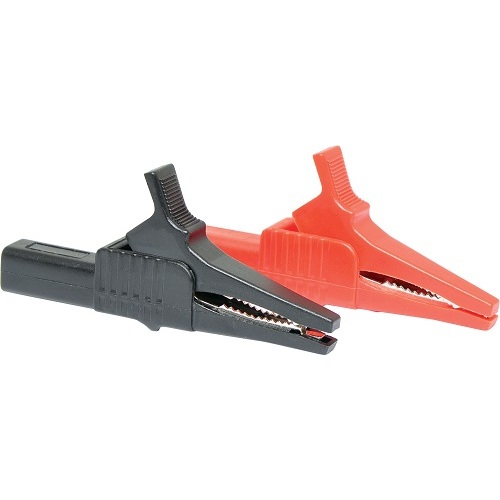Pair of Red and Black Banana Plug Crocodile Clips