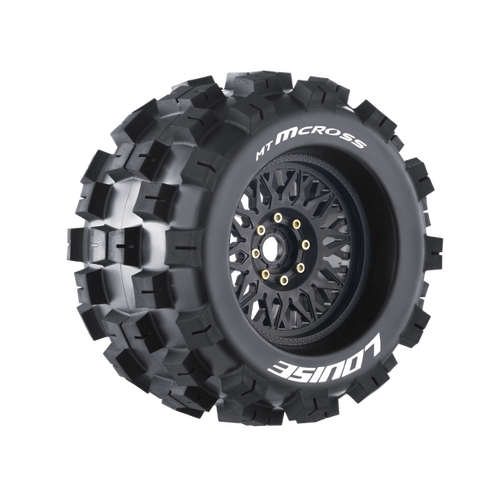 MT-MCROSS 1/8 Monster Truck Chrome Rims and Tyres (Pair)