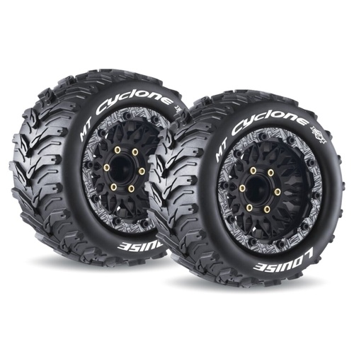 MFT-Cyclone 1/10th Scale Monster Truck Black Wheel and Tyres - Pair