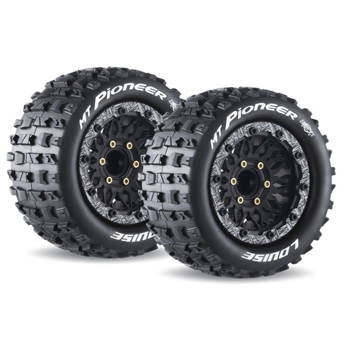 MFT MT-Pioneer 1/10th Scale Monster Truck Black Wheel and Tyres - Pair