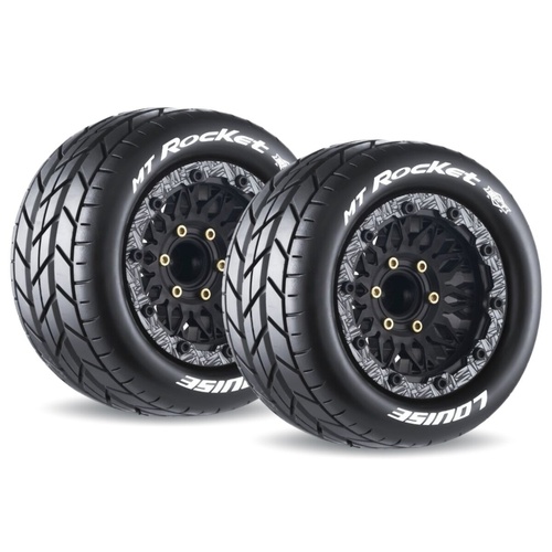 MFT MT-Rocket 1/10th Scale Monster Truck Black Wheel and Tyres - Pair