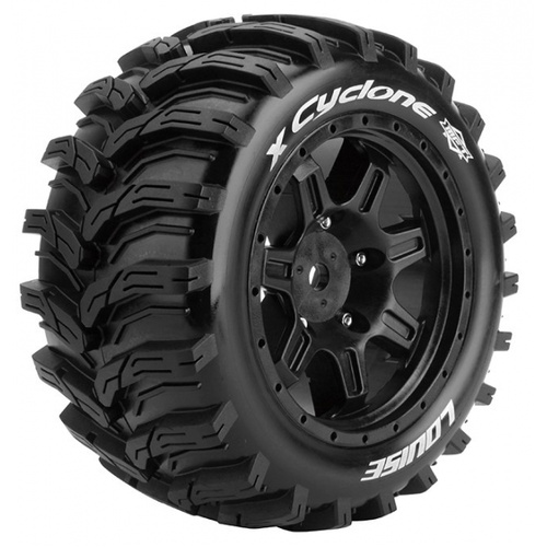 X-Cyclone ARRMA KRATON 8S Series Tire Set - Mounted - Sport - Black Wheels - Pair
