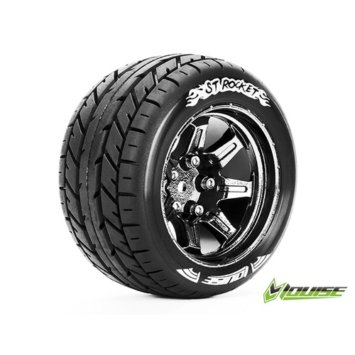 ST Rocket 1/10 Stadium Truck Tyre and Chrome Wheels 0 Offset - Pair