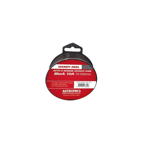 Black 10A Tinned Automotive Single Core Cable 10m Reel